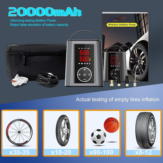Amooca Tire Inflator Smart Fast Auto Tire Inflation 150 PSI 20000mAh Cordless - Image 2