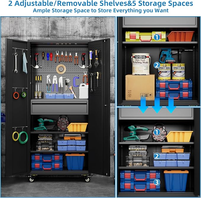 71" H Metal Garage Storage Cabinet - Image 7