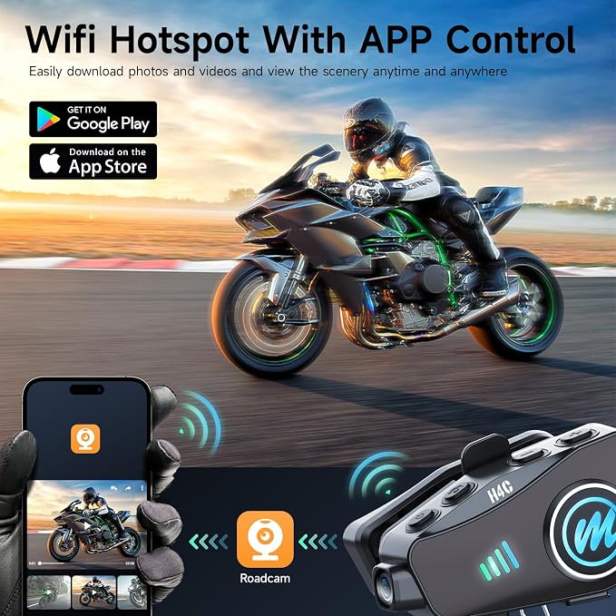 Motorcycle Helmet Headset with Camera, Moman H4C with 【1080P Camera】120° Wide - Image 5