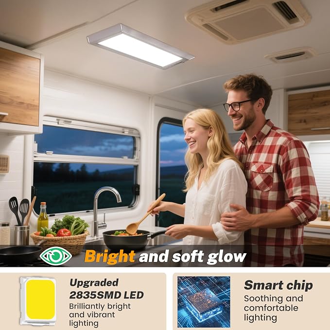 2 Pack RV Lights Interior, 3 Color RV LED Super Bright Fixture, 12V RV Ceiling - Image 4