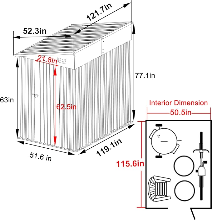BlueWish 4'x10' Storage Shed, Outdoor Storage Shed - Image 2