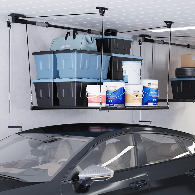 FLEXIMOUNTS Overhead Garage Storage Rack, 4x4 Ft Heavy-Duty Garage Ceiling - Image 7