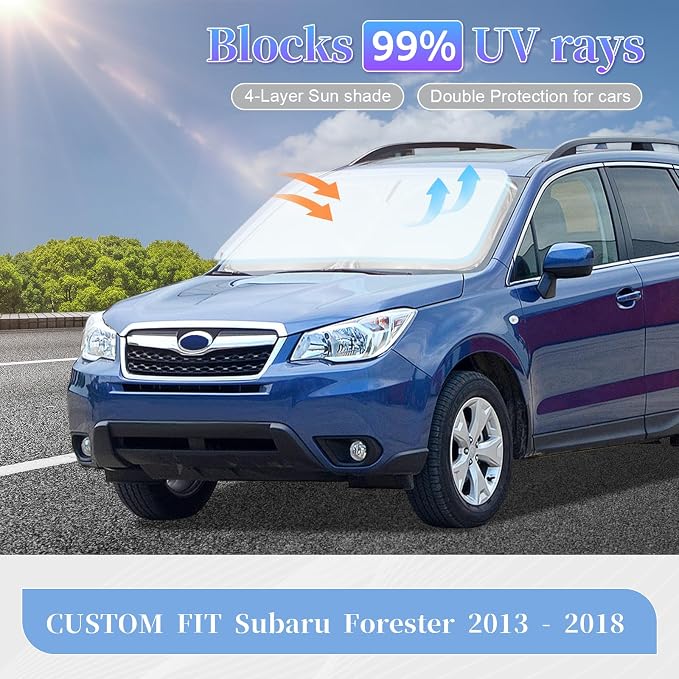 for Subaru Forester 2013-2018 Sun Shade Sunshade Windshield Cover, 240T Fabric - Image 2
