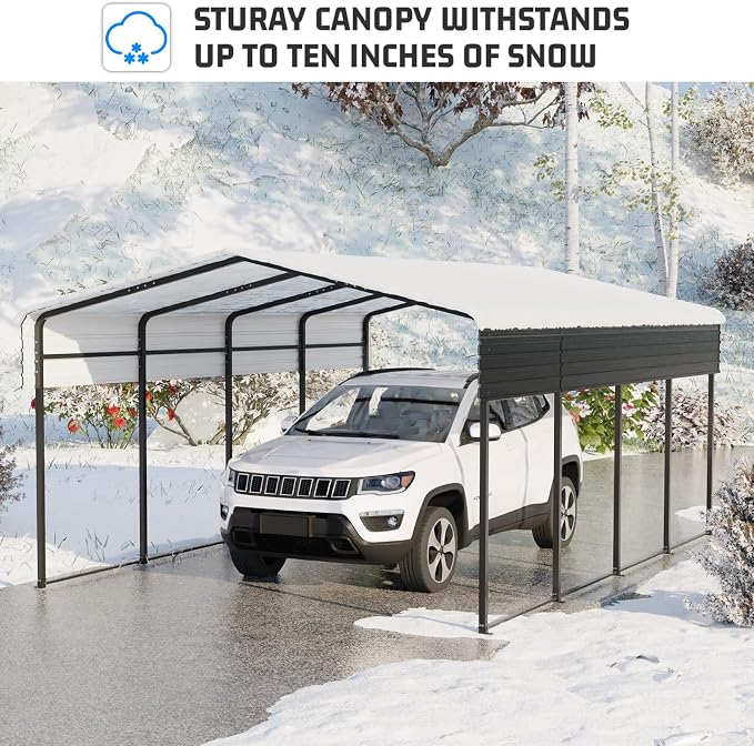 13 x 20 FT Metal Carport with Heavy Duty Galvanized Steel Roof & Durable Frame - Image 4