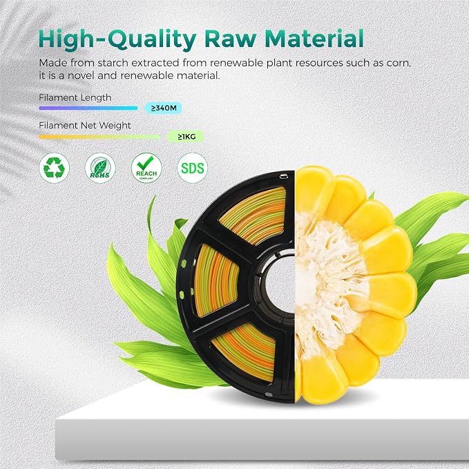 FLASHFORGE PLA Filament 1.75mm +/- 0.02mm Orange to Green Gradient, Smooth - Image 5