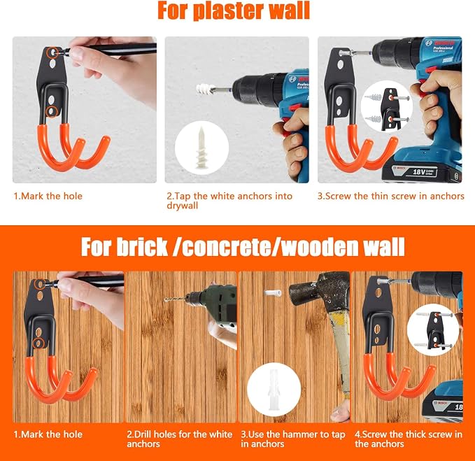 Heavy Duty Garage Storage Hooks，2 Pack Anti-Slip Coating, Wall Mount Storage - Image 6