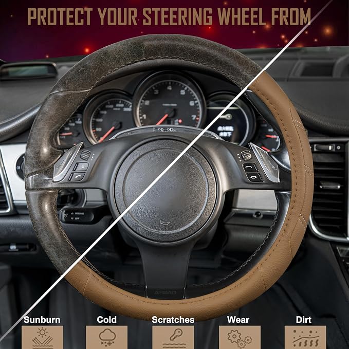 CAR PASS Line Rider Microfiber Leather Sporty Steering Wheel Cover Universal - Image 7