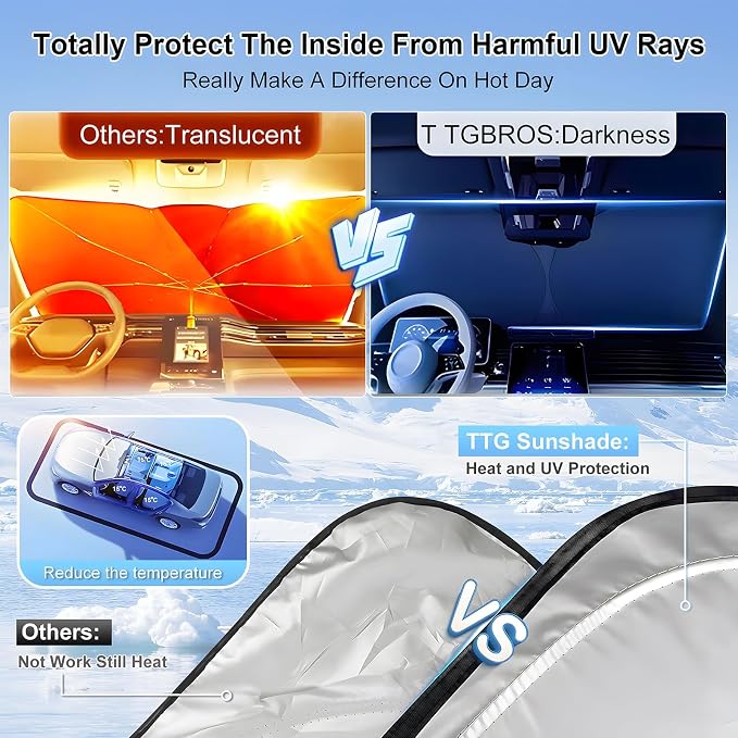 T TGBROS Windshield Sun Shade for Chevrolet Blazer EV 2024 2025 Accessories - Image 4