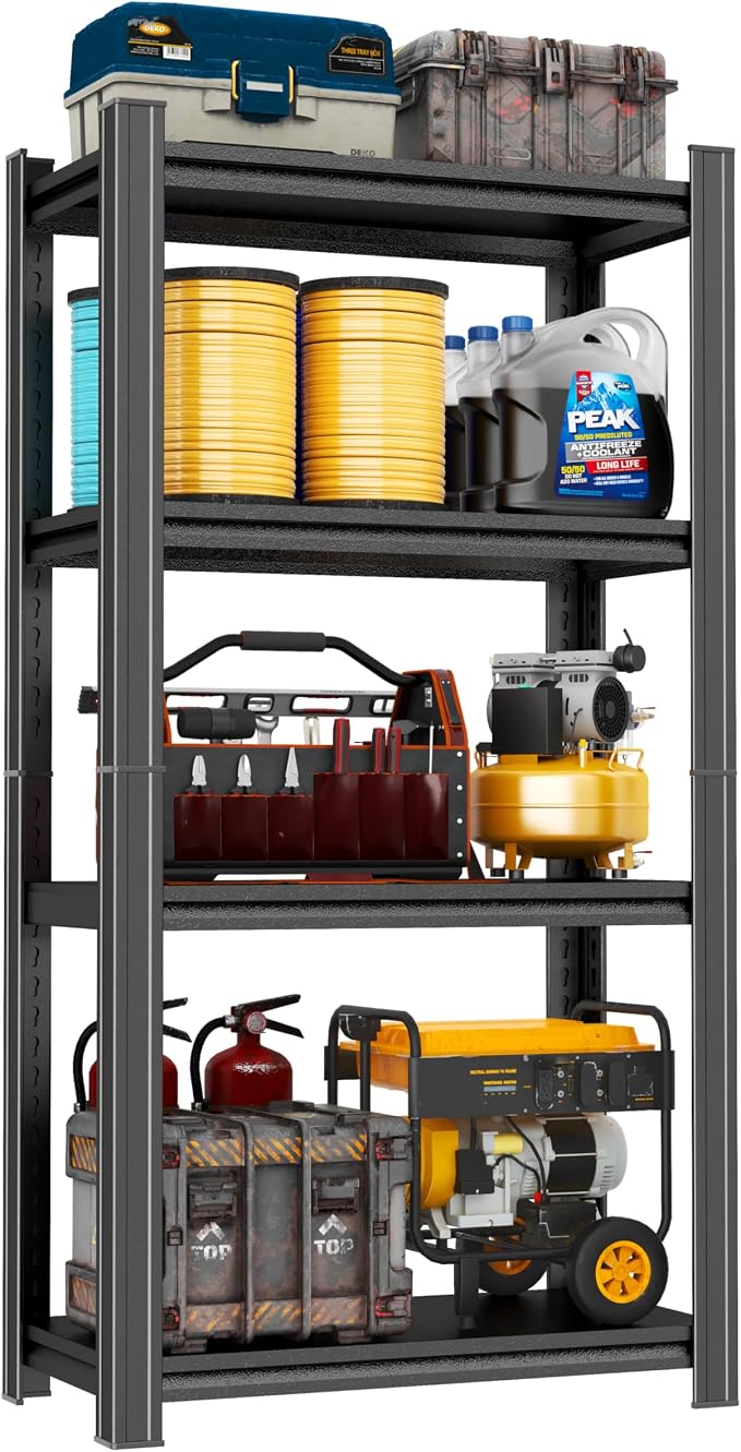 Metal Garage Shelving Unit, Heavy Duty 4-Tier Adjustable Storage Rack, Steel by Notmise