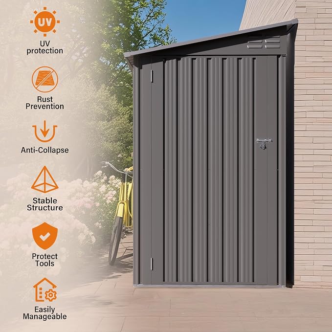 4x9 FT Outdoor Metal Storage Shed - Image 7