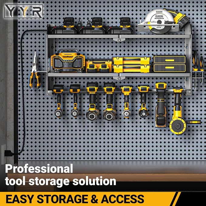YYR Power Tool Organizer with Charging Station Wall Mount, Cordless Drill and - Image 4