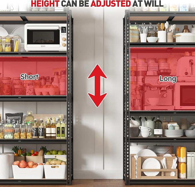 REIBII 2020LBS Storage Shelves 5 Tier Garage Shelving Heavy Duty, Adjustable - Image 7