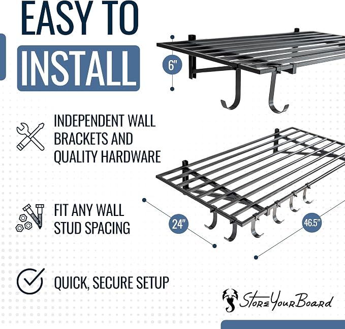 StoreYourBoard 2-Pack Heavy Duty Wall Shelves – Wall-Mounted Garage Storage - Image 4