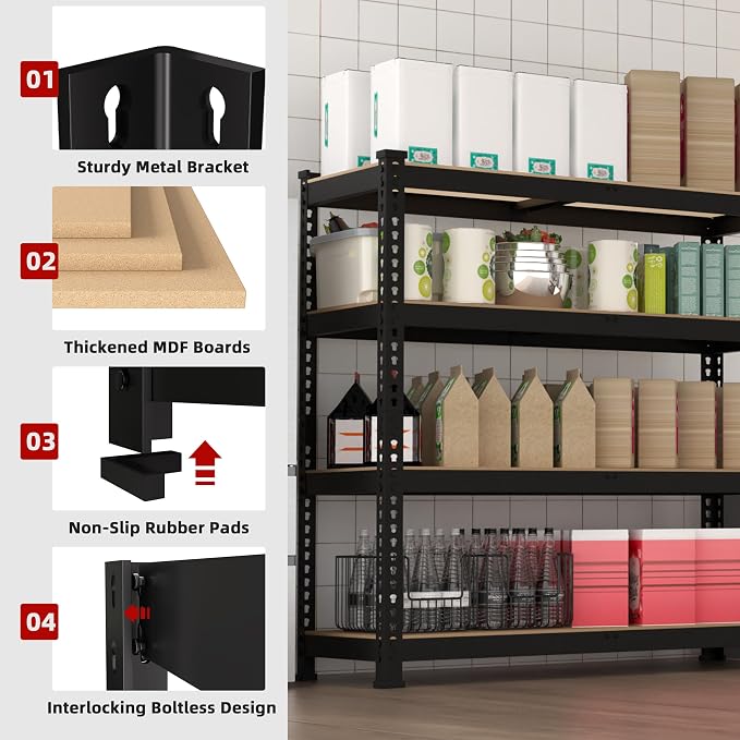 4 Packs 36" W x 16" D x 55" H Adjustable Garage Storage Shelves - Image 5
