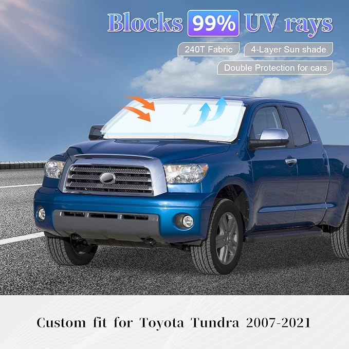 Sun Shade Sunshade for Toyota Tundra Windshield Cover, 4-Layer Front Window - Image 2