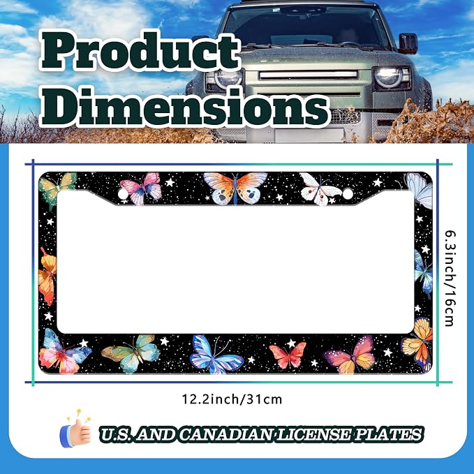 Beautiful Colorful Butterfly License Plate Frame Funny Watercolor License Plate - Image 3