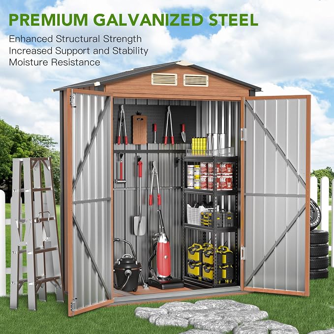 Outdoor Storage Shed, 5x3 Ft Metal Steel Tiny House - Image 2