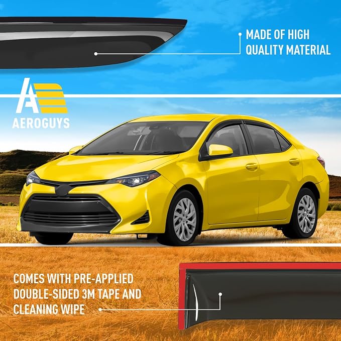 Extra Durable Window Deflectors Tape-On Window Visors Rain Guards Fit - Image 6