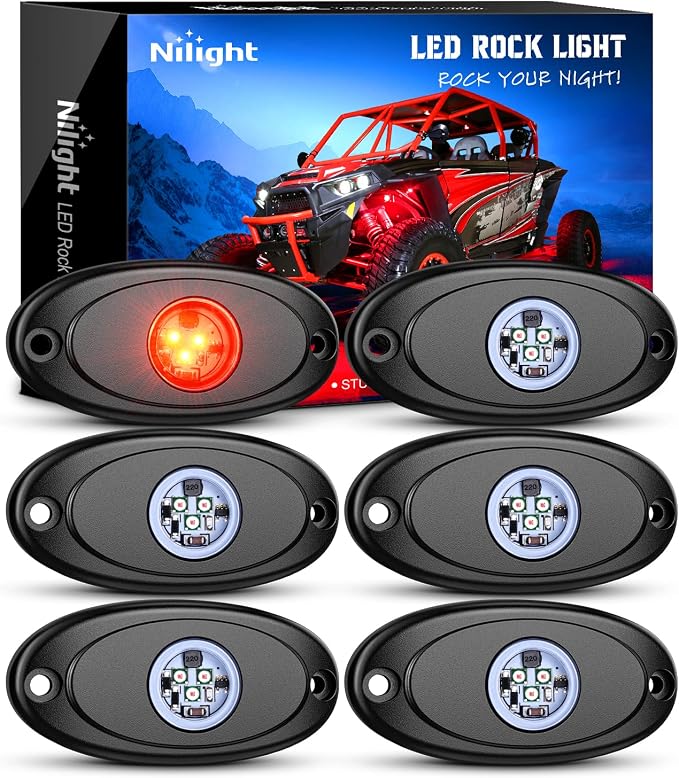 Nilight LED Rock Light 6PCS Underglow Wheel Well Pods Waterproof Exterior by Nilight