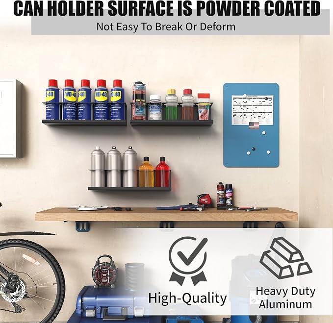 4 Pack Wall-Mounted Spray Bottle Holder, Aerosol Spray Can Holder Storage Rack - Image 5
