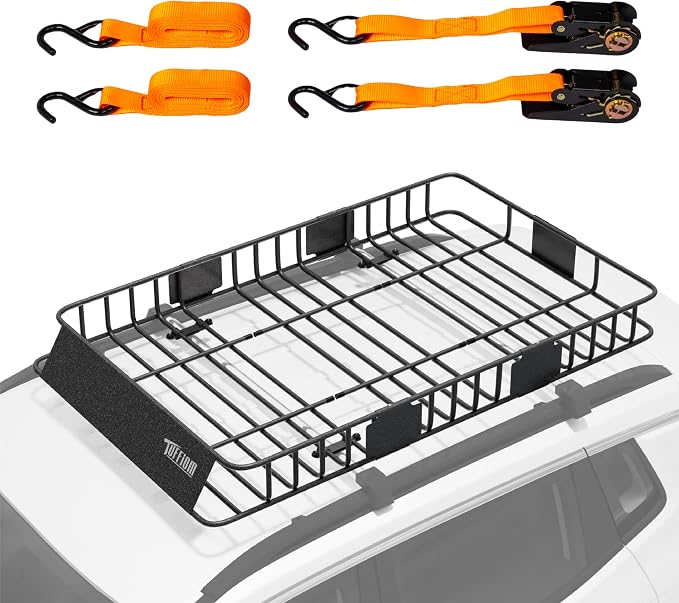 TUFFIOM 64"x 39"x 6" Universal Rooftop Cargo Carrier Basket, Extendable Steel by TUFFIOM
