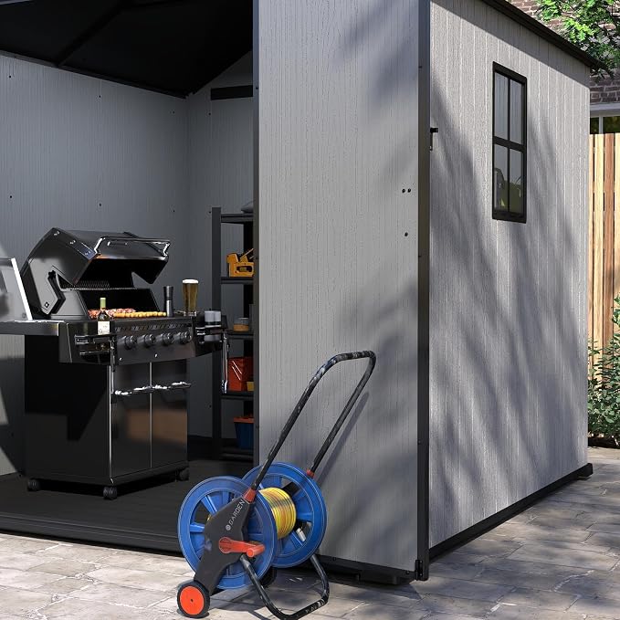 7.3x7.3 FT Resin Outdoor Storage Shed Large, 376 Cuft Garden Tool Sheds & - Image 8
