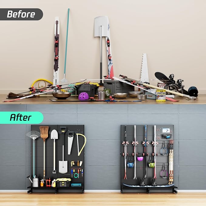 JWX Garage Pegboard Tool Organizer Free Standing, Organizer Storage Rack - Image 5