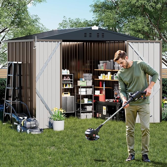 COMHOMA Shed Outdoor Storage Shed Metal, Lockable Doors Tool Sheds - Image 7