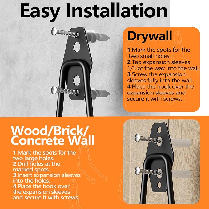 Garage Storage Hooks, 12 Pack Steel Heavy Duty Wall Mount Hooks - Image 5