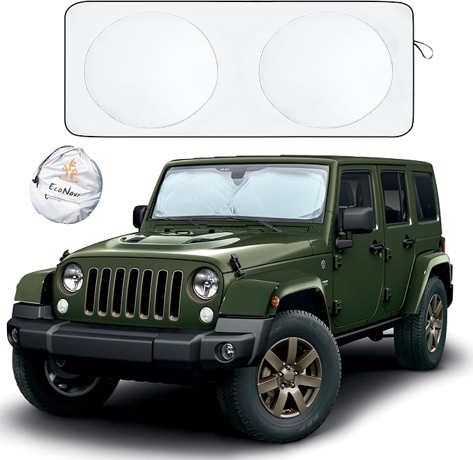 EcoNour Jeep Wrangler Windshield Sunshade | Front Windshield Sun Shade to by EcoNour