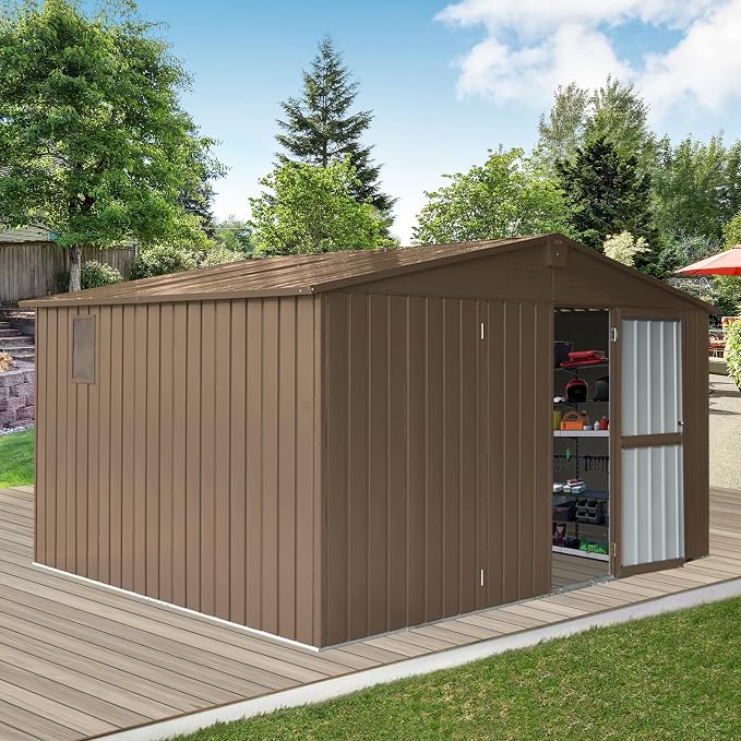 IKERY Large Galvanized Steel Storage Shed - Image 2