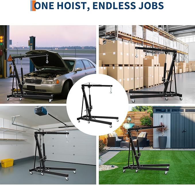 Engine Hoist Cherry Picker, 2 Ton Folding Hydraulic Engine Hoist - Image 9