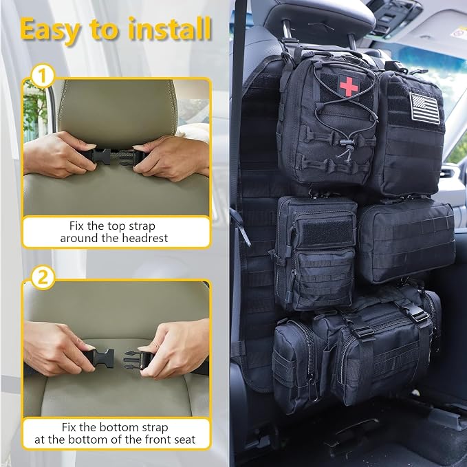 Universal Tactical Seat ​Back Organizer Vehicle Molle Panel Organizer Storage - Image 4