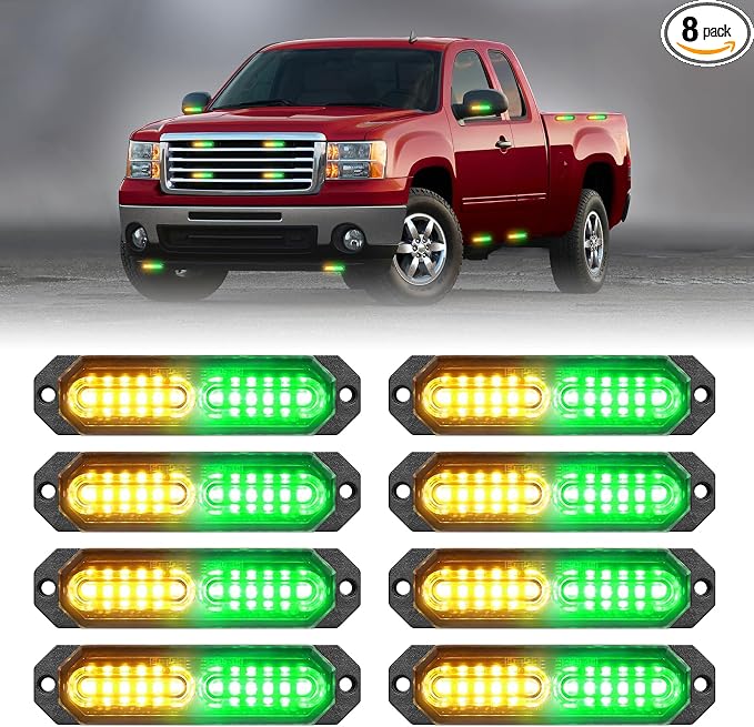 HLauto 1200T Emergency Strobe Grille Lights: 8pcs 12 LED Sync Feature Safety by HLauto