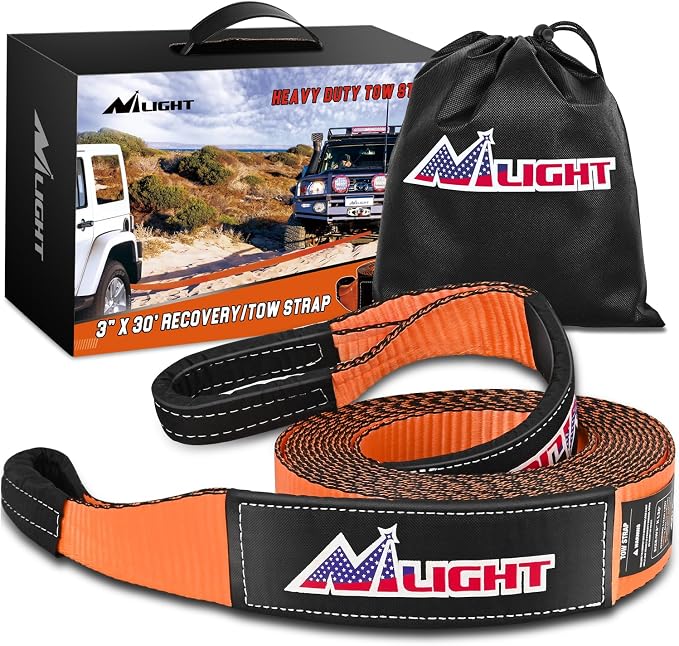 Nilight 3" x 30' Recovery Tow Strap Lab Tested 31, 500lbs Break Strength Heavy by Nilight