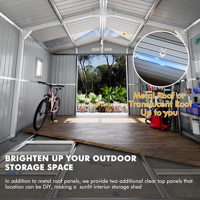 10x12 Metal Shed with Floor Frame Kit & Reinforced Construction - Image 3
