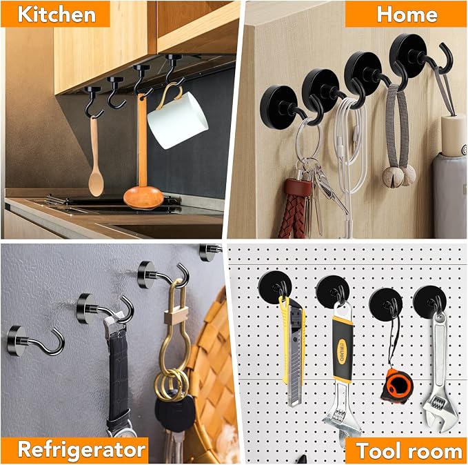 MIKEDE Black Magnetic Hooks Heavy Duty, 28Lbs+ Strong Neodymium Magnets - Image 7