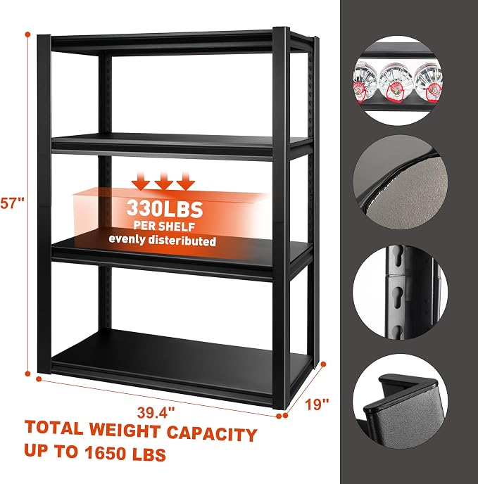 PACHIRA E-Commerce 39.4" W Garage Shelving Unit Heavy Duty, 4 Tier Adjustable - Image 2
