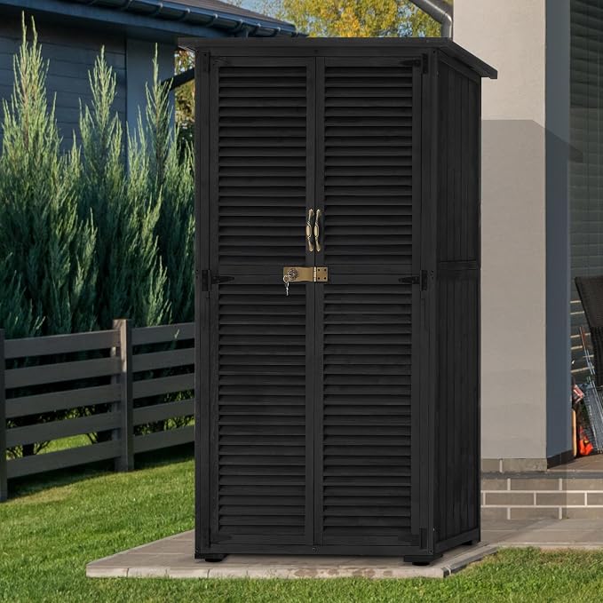 MCombo Outdoor Storage Cabinet, Wooden Storage Shed - Image 2