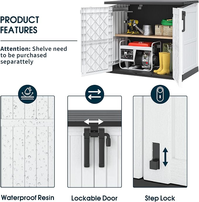 Outdoor Storage Shed 36 Cu. Ft. Resin Garden Horizontal Storage Large Capacity - Image 5