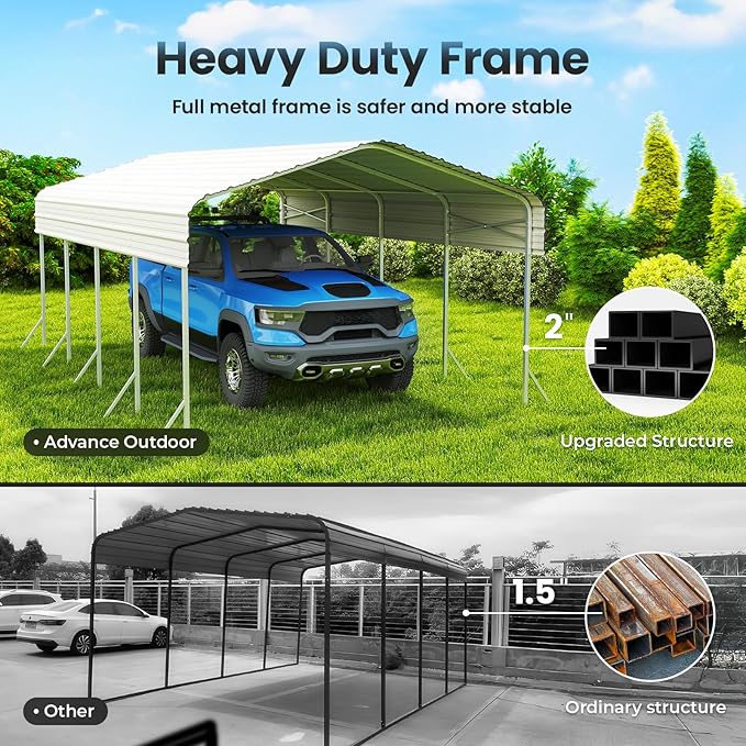 Heavy Duty Metal Carport – Sturdy Structure, All-Weather Protection, Easy - Image 3