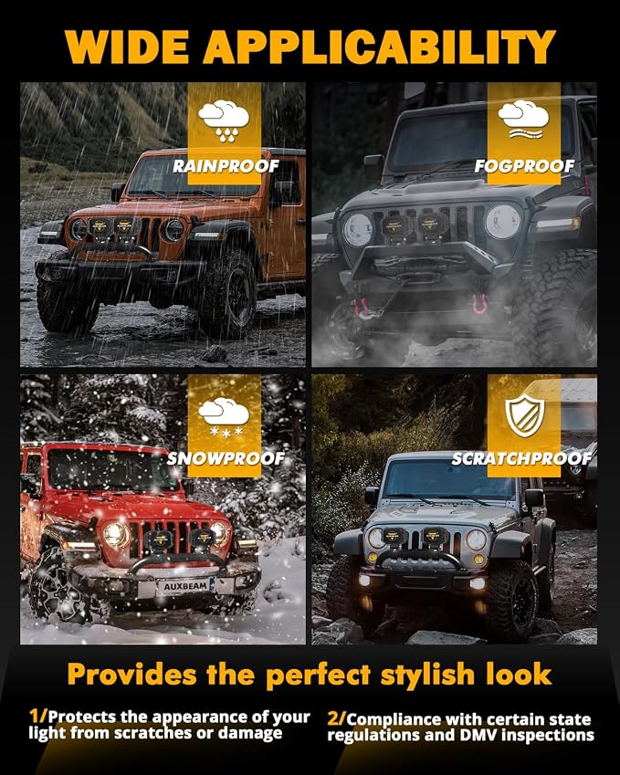 Auxbeam 4 Inch LED Pod Covers, Square Off Road Light Protective Covers - Image 7