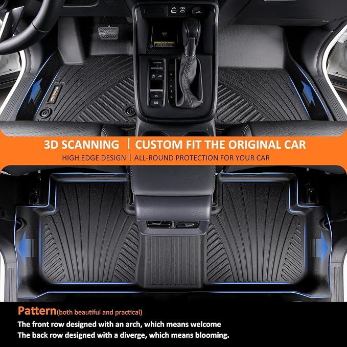Binmotor-Floor Mats for 2017-2025 Honda Ridgeline Crew Cab, Front & 2nd Row - Image 3