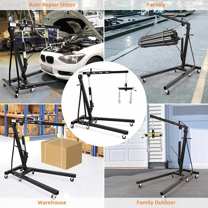 Engine Hoist with Lever, 2 Ton 4000 Lbs Heavy Duty Folding Cherry Picker Engine - Image 6