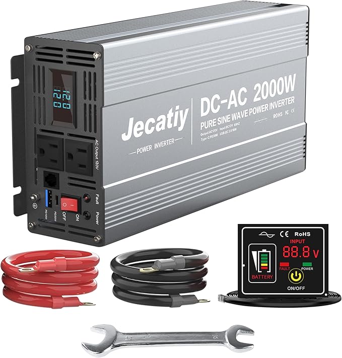 2000 Watt Pure Sine Wave Power Inverter DC 12V to 110V/120V AC Converter by Jecatiy