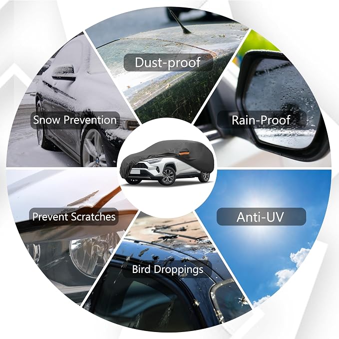 MORNYRAY Compatible with Toyota Tacoma, Car Cover Outdoor Waterproof Sun Rain - Image 3