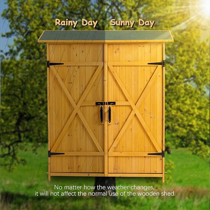 56" L x 19.5" W x 64" H Outdoor Wooden Storage Shed - Image 8