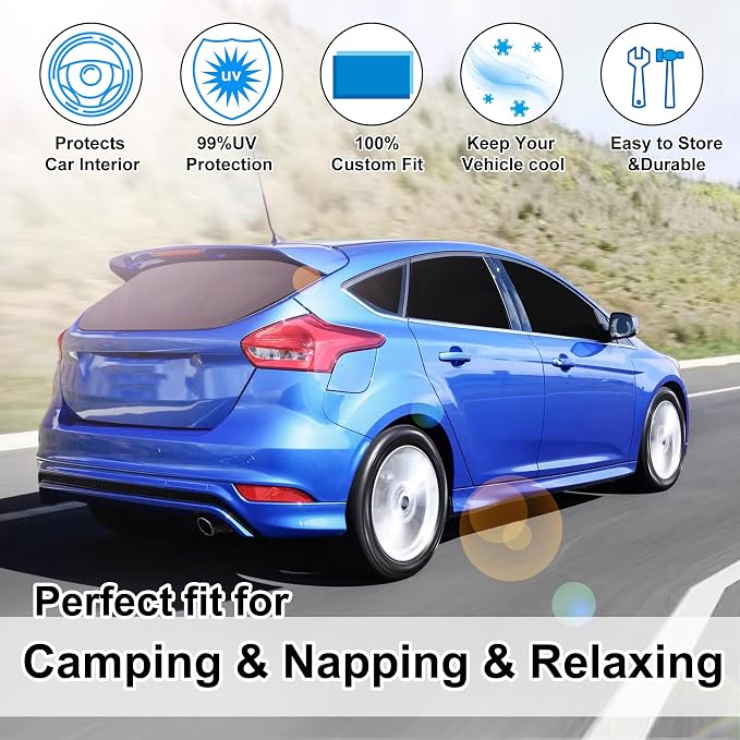 TINGLU Window Shades for Ford Focus 2014-2018 Hatchback Accessories Car Side - Image 6