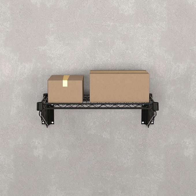 14" x 24" Black Epoxy Wire Wall Mount Shelf - Image 2