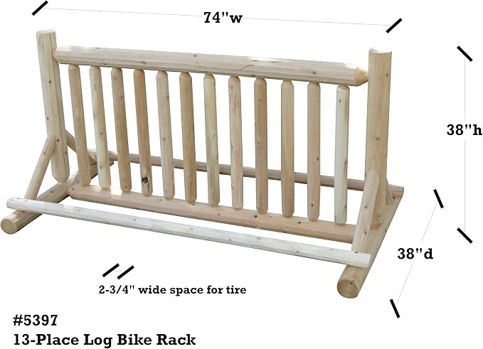 13-Place Bike Log Rack, Outdoor Bike Stand, Freestanding Commercial Bicycle - Image 5